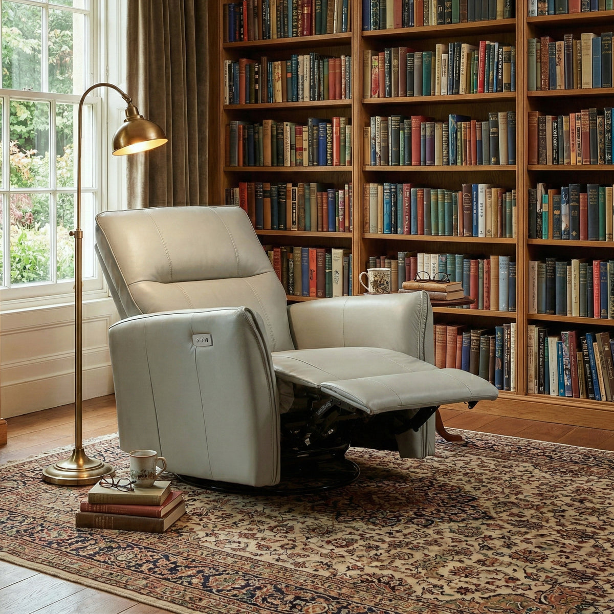 Galano 31.5" W Genuine Leather Power Lift Recliner with Swivel, Glider and USB Charging