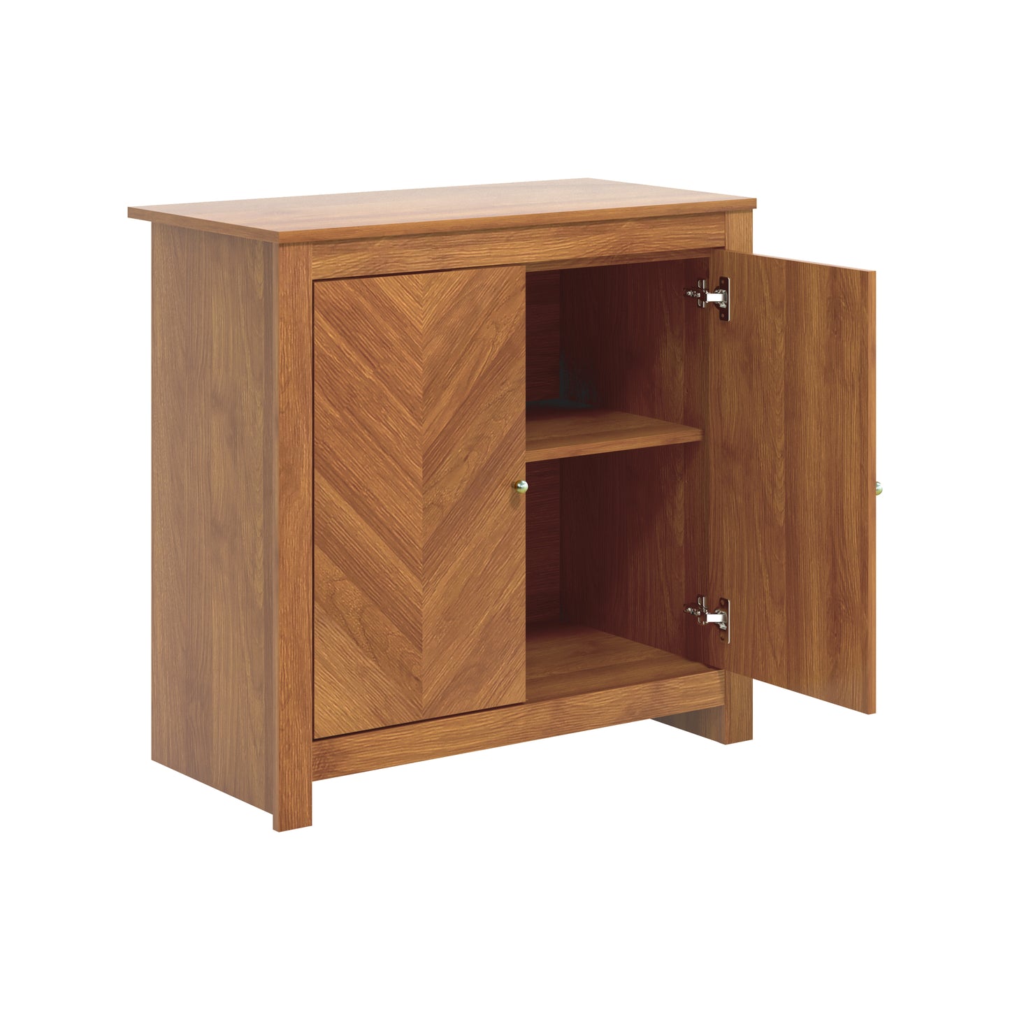 Galano 2-Door Accent Cabinet with Chevron Doors in Amber Walnut 30.9" W x 15.8" D x 30" H