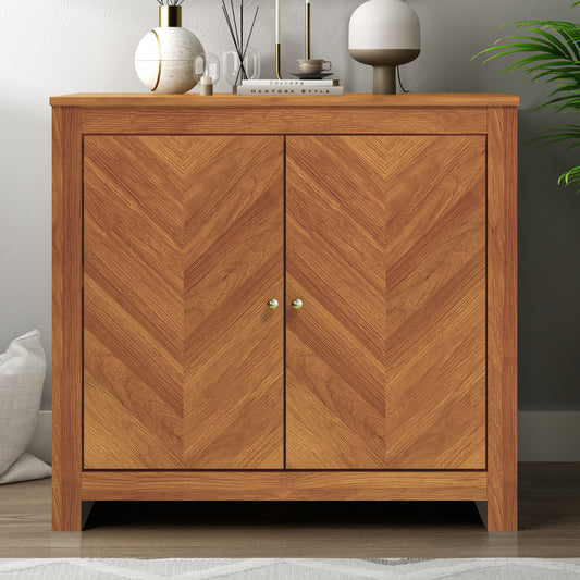 Galano 2-Door Accent Cabinet with Chevron Doors in Amber Walnut 30.9" W x 15.8" D x 30" H