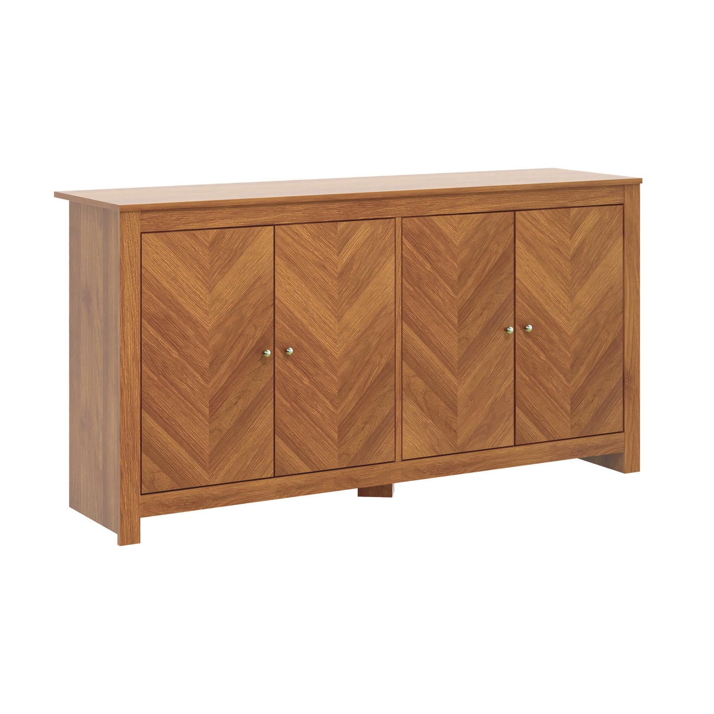 Galano Chevron 4-Door Storage Sideboard in Amber Walnut 58.4" W × 15.7" D × 30" H