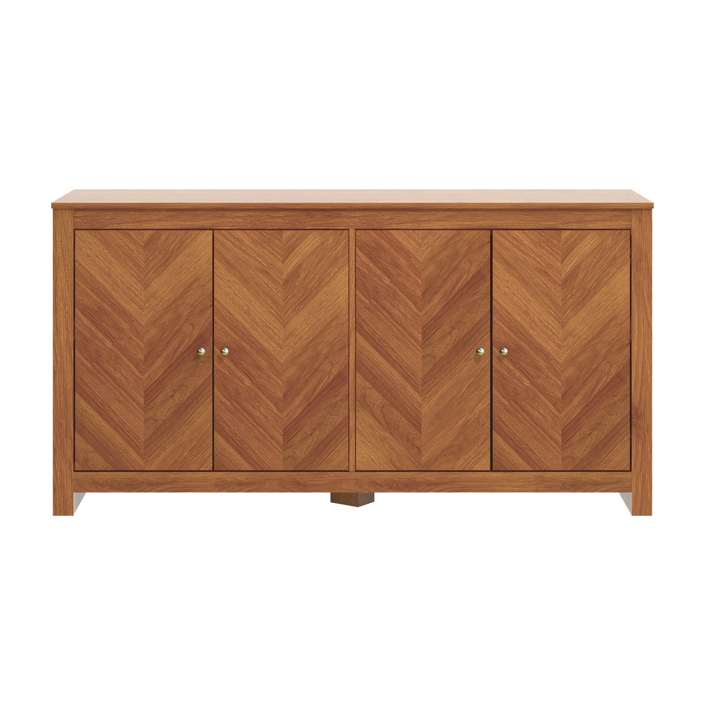 Galano Chevron 4-Door Storage Sideboard in Amber Walnut 58.4" W × 15.7" D × 30" H