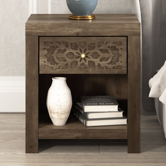 Galano 1-Drawer Nightstand with Lower Shelf 17.8" W x 16.0" D x 20.1" H