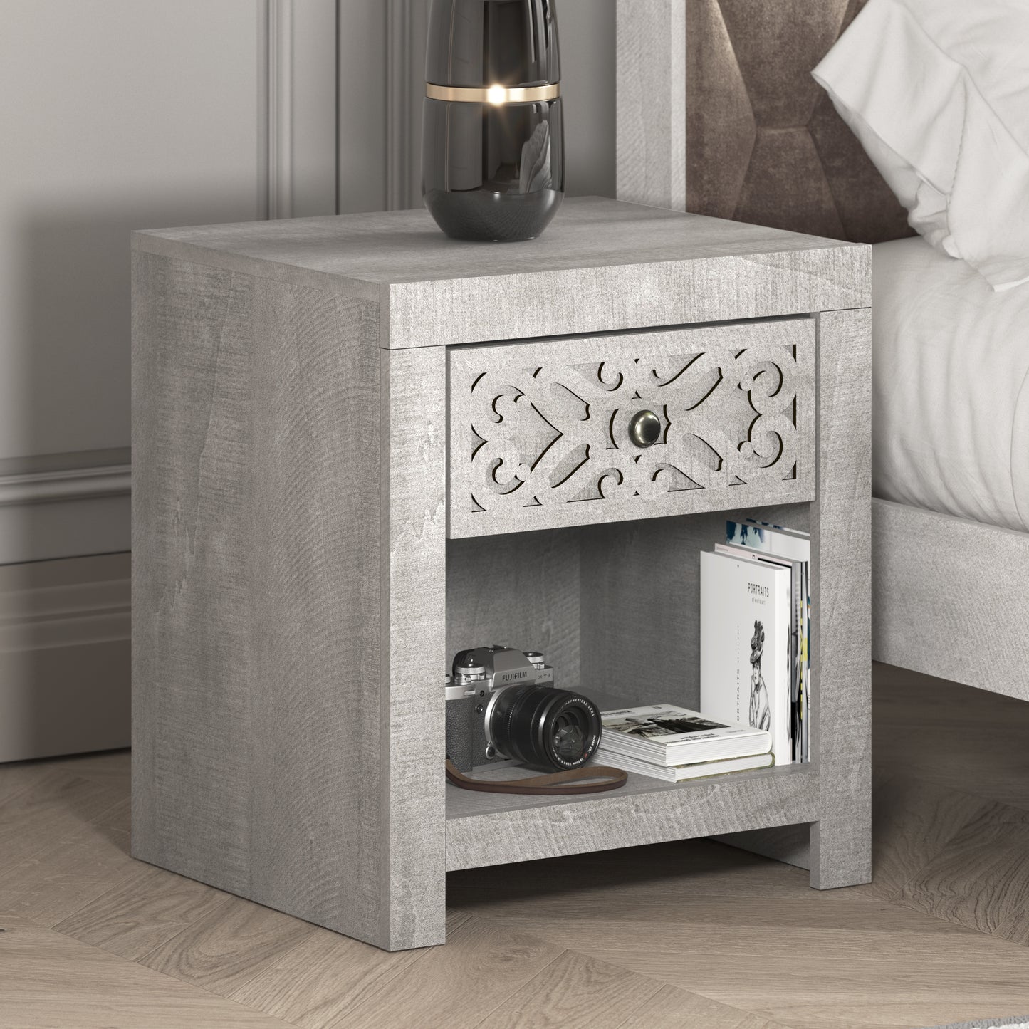 Galano 1-Drawer Nightstand with Lower Cubby 17.8" W × 16.0" D × 20.1" H