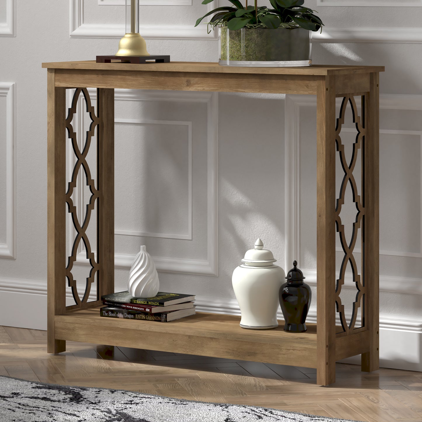 Galano Wood Console Table with Lower Shelf 38.1" W x 11.6" D x 31.5" H