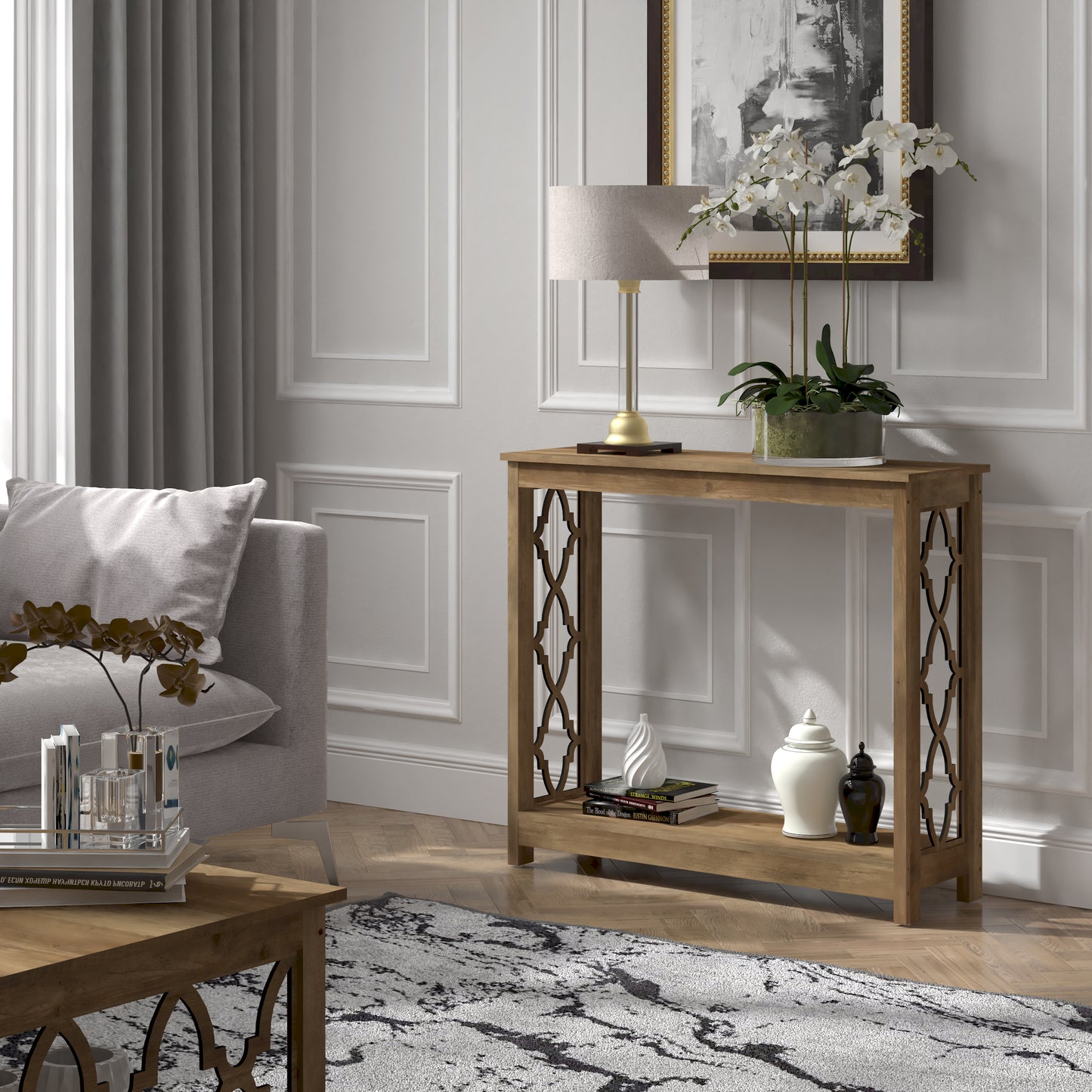 Galano Wood Console Table with Lower Shelf 38.1" W x 11.6" D x 31.5" H
