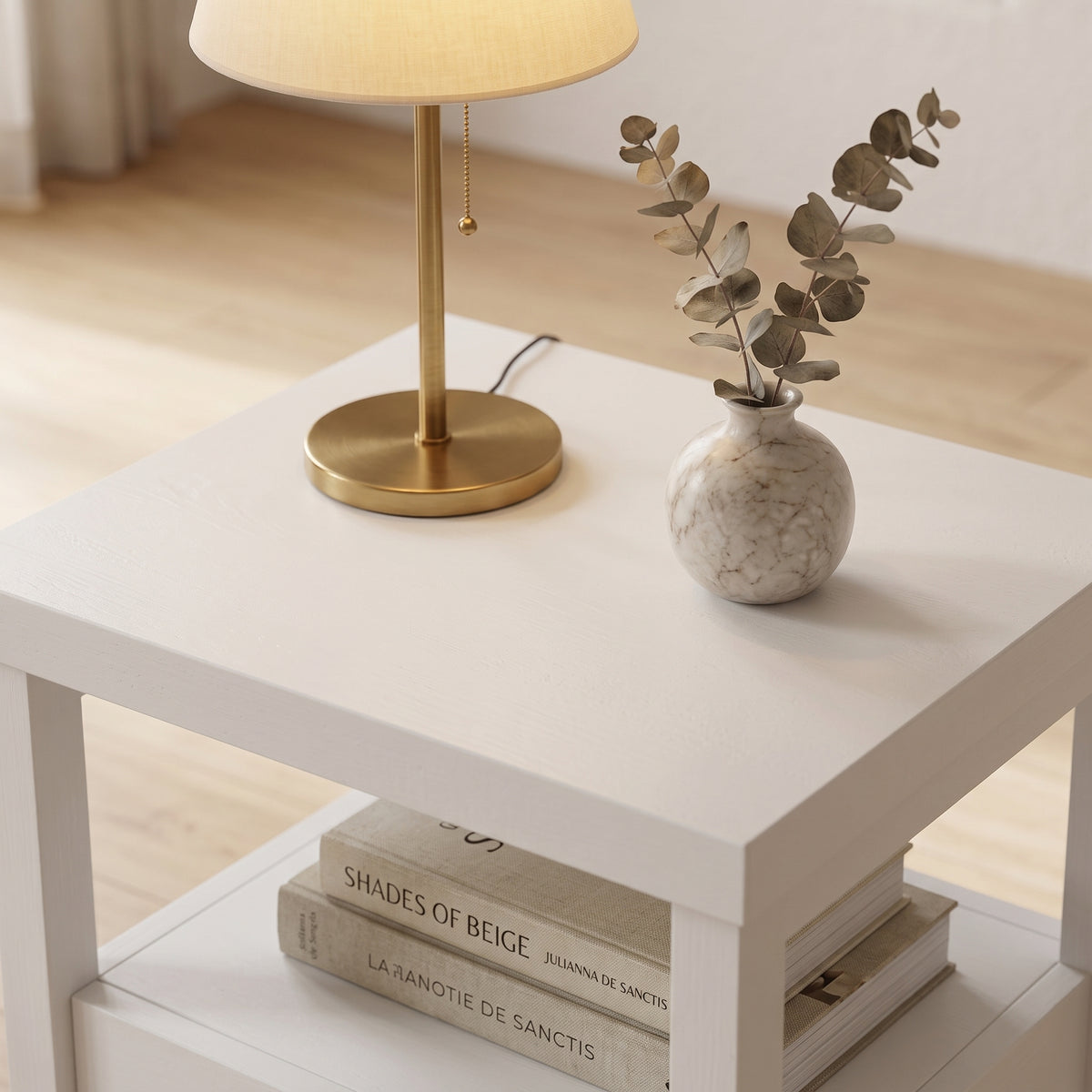 Galano 23" H Modern 1 Drawer Nightstand Bedside Table with Open Storage Shelf - White