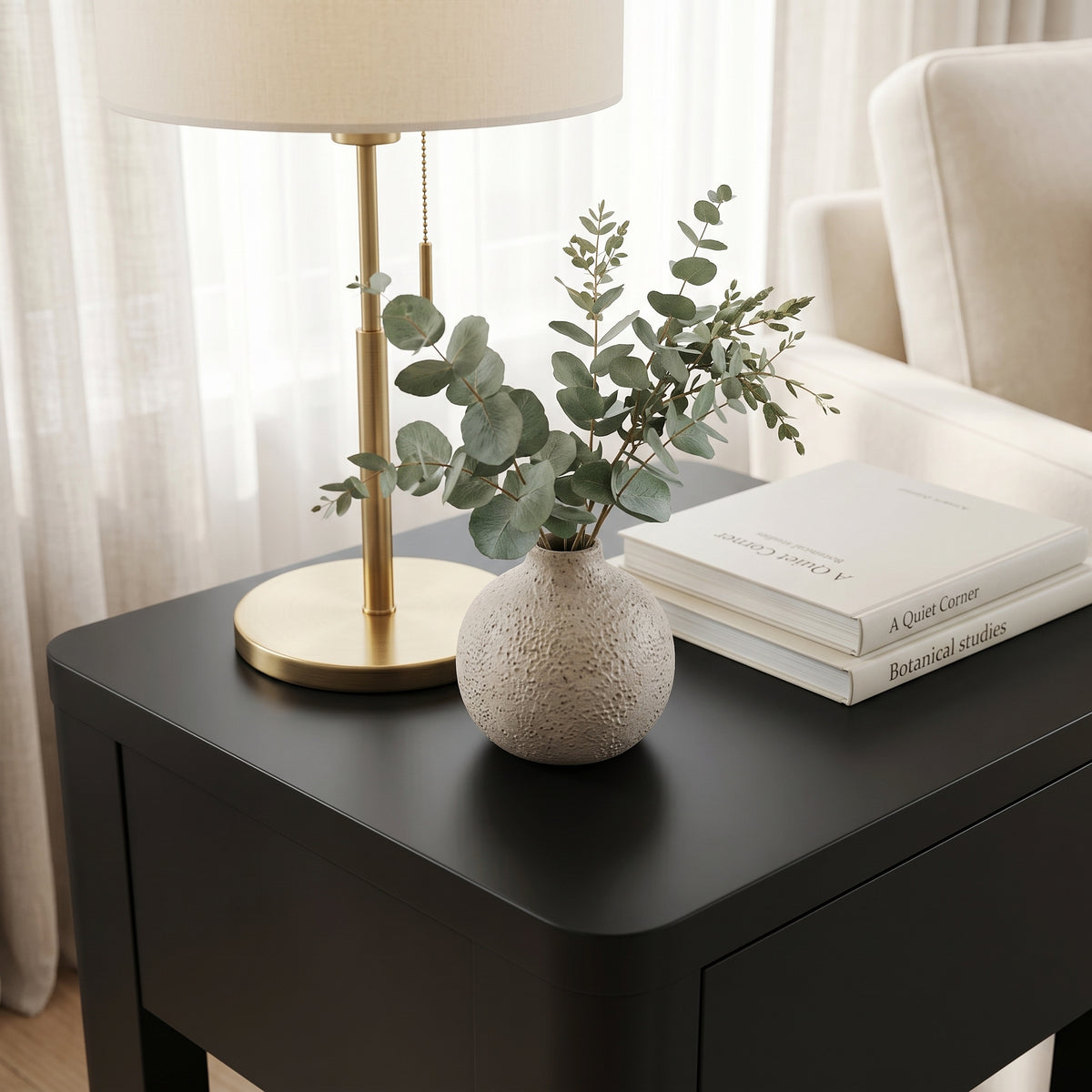 Galano 23" H Modern 1 Drawer Nightstand Bedside Table with Open Storage Shelf - Black