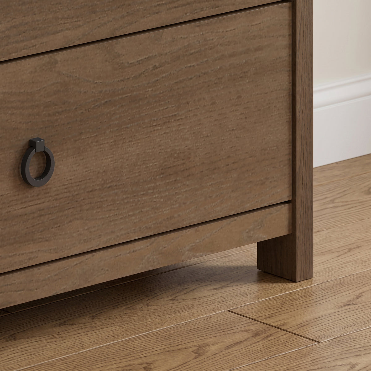 Galano Transitional 31.3" 5-Drawer Chest with Rich Wood Veneer Finish and Metal Ring Pulls