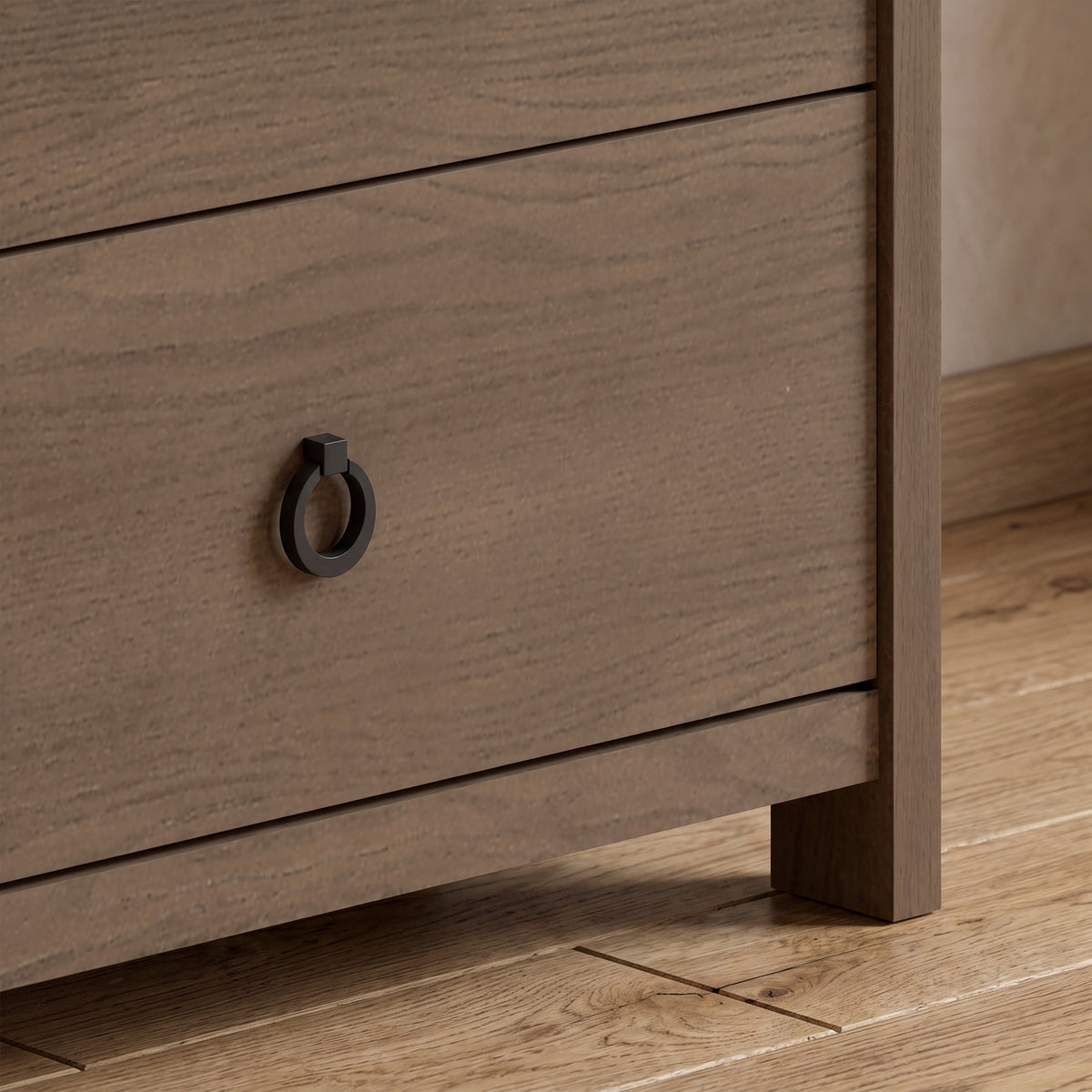 Galano Transitional 47" 6-Drawer Double Dresser with Rich Wood Veneer Finish and Metal Ring Pulls & Interlocking Drawers