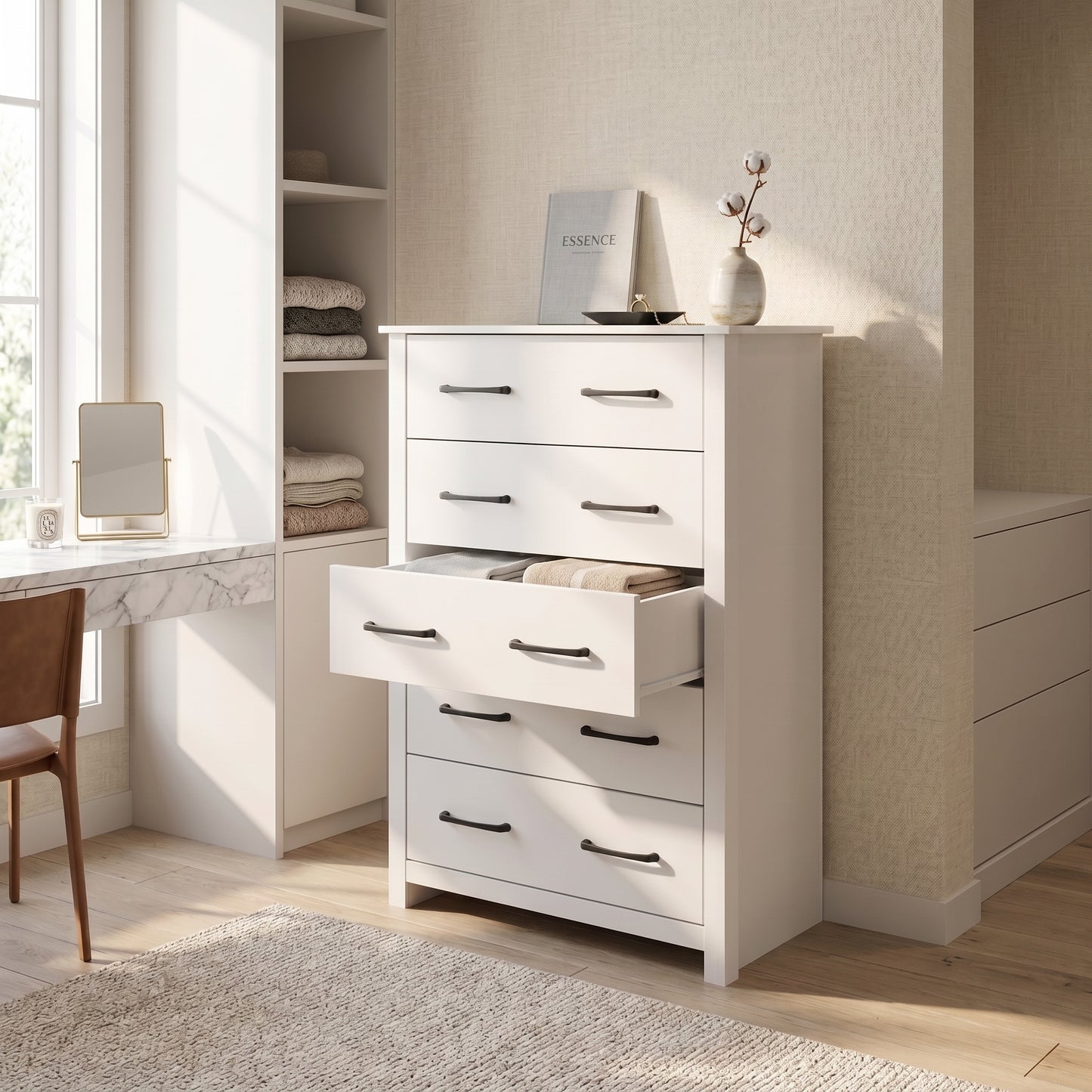 Galano 5-Drawer Tall Dresser for Bedroom with Interlocking Drawers & Anti-Tip Kit, 31.1" Wide