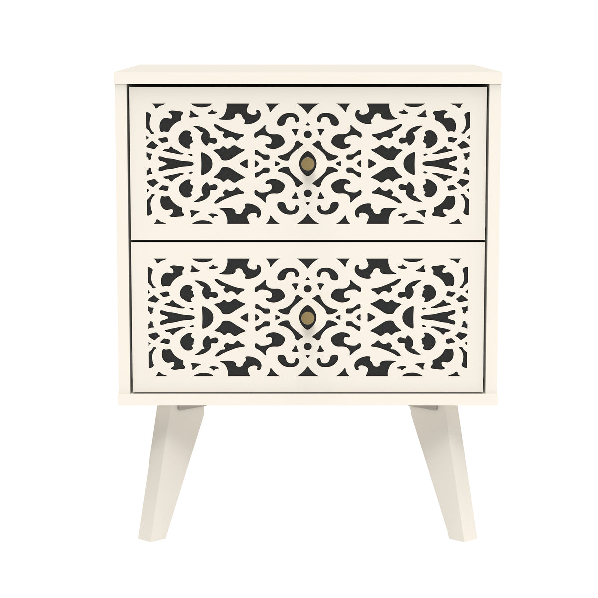 GALANO 2-Drawer Nightstand Set of 2 with Decorative Cutout Fronts