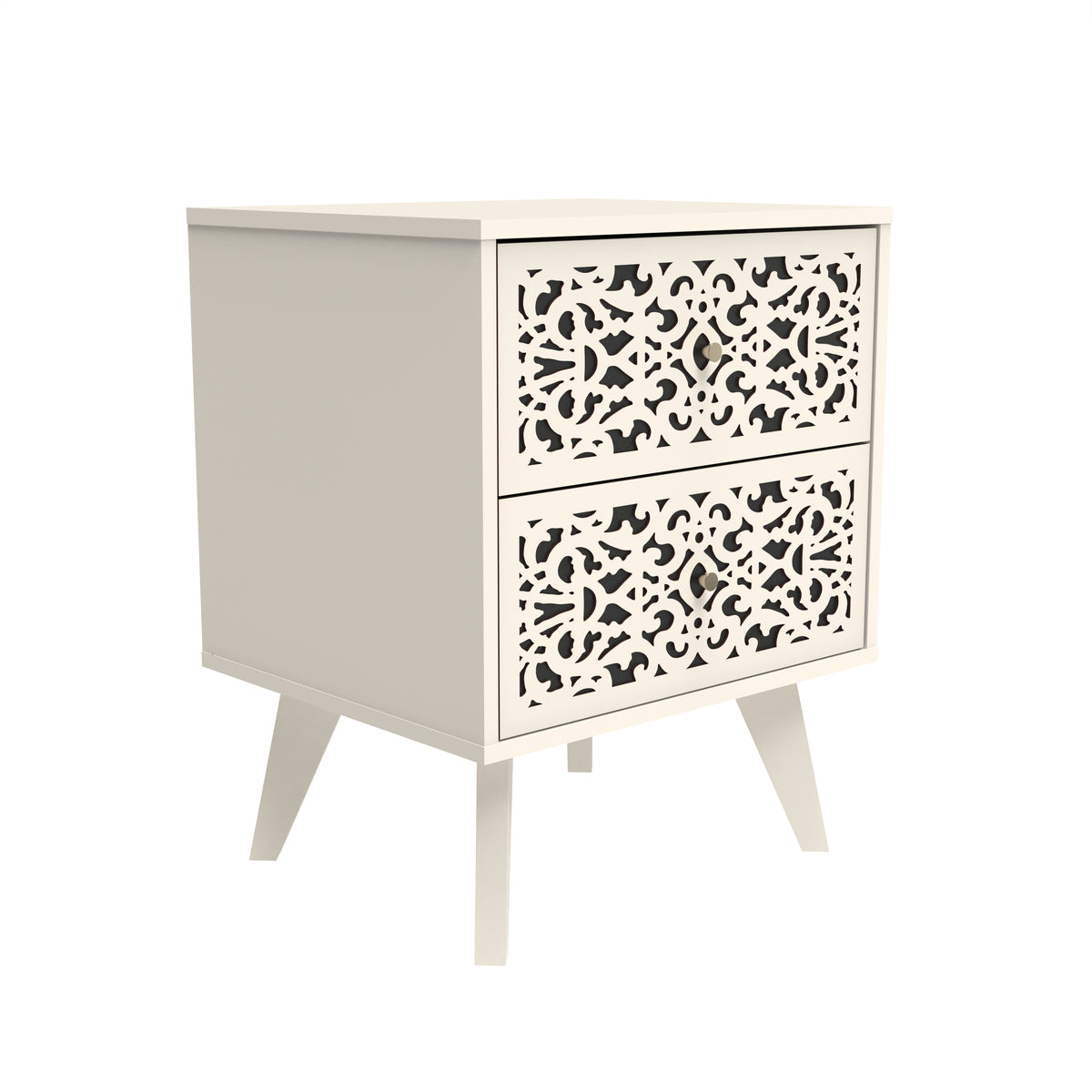 GALANO 2-Drawer Nightstand Set of 2 with Decorative Cutout Fronts