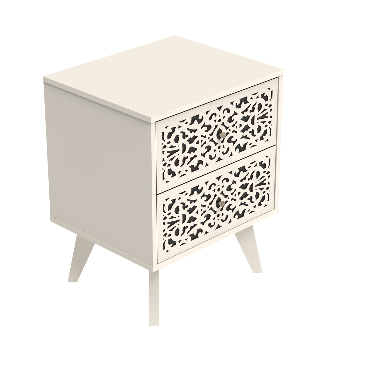 GALANO 2-Drawer Nightstand Set of 2 with Decorative Cutout Fronts